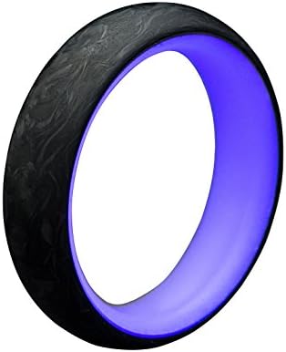 Men’s Carbon Fiber Glow Ring – Lightweight, Handcrafted, Black Band with Luminescent Interior charged with UV Light – (Purple Glow, 8.0)