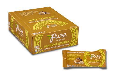 Pure Organic Peanut Butter Chocolate, Ancient Grain and Nut Crispy Bar,  Gluten-Free, Certified Organic, Non-GMO, Vegan,  Kosher, Plant Based Whole Food Nutrition Bar, 1.23 ounce (Pack of 12)