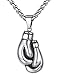 LineAve Men's Stainless Steel Boxing Gloves Pendant Necklace, 23 + 2