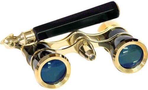 Lascala Optics Lolanta Opera Glasses, Lorgnette and Flashlight, Burugundu Body, Golden Rings