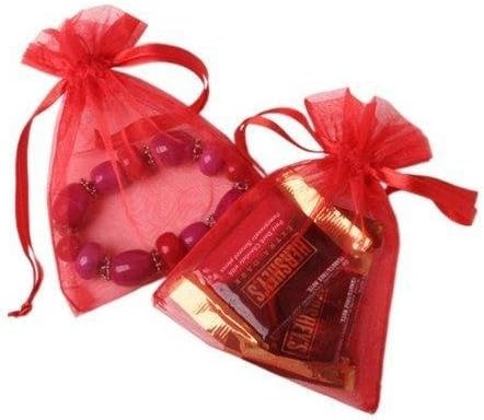 50 Red jewelry wedding organza gift bags 7 x9 cm distribute and sold by JOYDIY