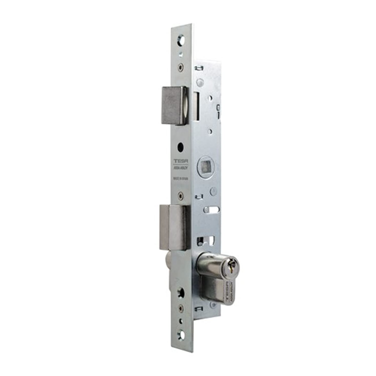 Tesa Assa Abloy 220015HZ Single Point Slide Lever Lock For White Zinc Plated Metal Profiles Entry 13.5mm 2200 With Cylinder