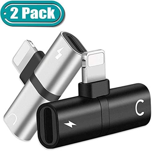 【2 Pack】 Headphone Adapter for iPhone 8/8Plus Adaptor for iPhone 7/7Plus/8/8Plus/X/XS Splitter Earphone Convertor 2 in 1 Accessories Support Music+Charge+Call+Volume Control Support All iOS Systems