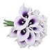 Veryhome 20pcs Lifelike Artificial Calla Lily Flowers Purple for DIY Bridal Wedding Bouquet Centerpieces Home Decor (Purple White)