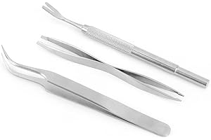 OPPWONG Stainless Steel Pet Louse Flea Tweezer Durable Cat Flea Clip Remover Tools with Three Different Tools for Pet Dog Cat