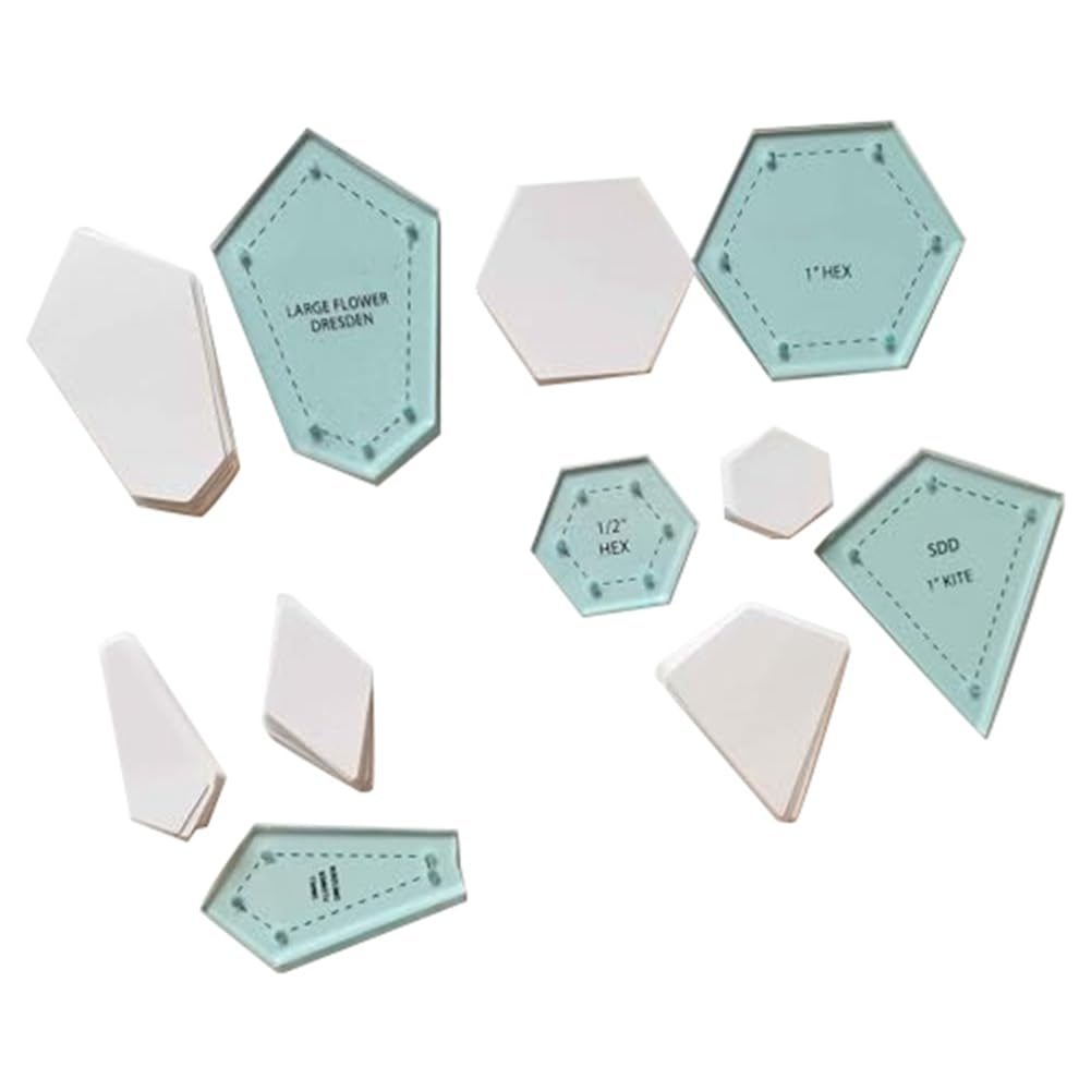 Barfeery 300 Piece Paper Patchwork Shapes Acrylic Quilt Template Quilting Set Kit