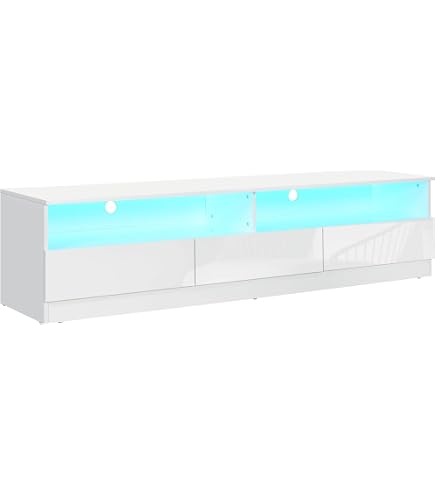 Tvilum Nashville TV Stand – White High Gloss, 2 Drawer & 3 Door Sideboard - View #2