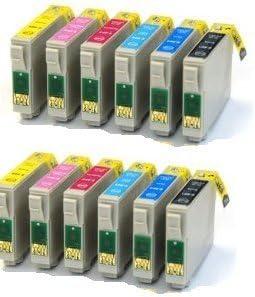 12 x Compatible Printer Ink Cartridges for use with Epson Stylus Photo 1400 & 1500W (T0791, T0792, T0793, T0794, T0795, T0796) (Non OEM)