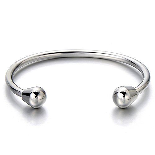 Adjustable Elastic, Men's Women's Bracelet, Stainless Steel, Silver Colour, Polished Mirror