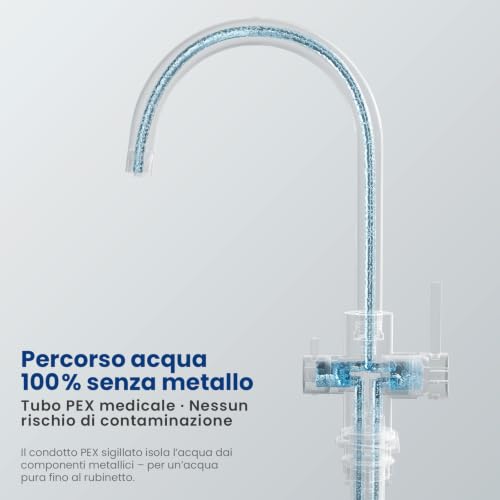 CECIPA Rubinetto Lavello Cucina, Rubinetto Filtro Acqua 3 Vie, 2 Maniglie | Miscelatore Osmosi Cucina per Depuratore, Girevole a 360°, Acqua Calda e Fredda, Acciaio Inox, Spazzolato