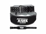 Hawk Fitness Leather Weight Lifting Belt Power Lifting Belt Lever Double Prong Single Gym Crossfit Training Black, 1 YEAR WARRANTY!