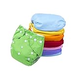 BIG ELEPHANT 8 Pack Solid Color Baby Toddler Adjustable Reusable Cloth Pocket Diapers