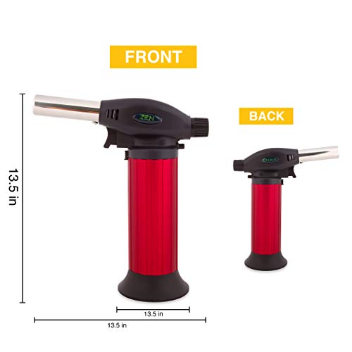 Butane Torch Lighter Refillable - Child Proof Lock - Professional Kitchen Hand Culinary Chef Mini Blow Torch - Perfect for Cooking, Food Melting, Sear, Creme Brulee, Glaze, Char, Baking.