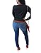 Akmipoem Women's Ribbon Stripe Patchwork Long Sleeve Pullover Tops Sweatshirt