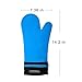 Detachable Silicone Oven Mitt - 1 Pair of Extra Long Professional Heat Resistant Potholder Gloves - Blue