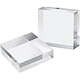 Hewomate Acrylic Square Display Block, 2 Pieces 3 x 3 x 1 Inches Edge Polished Clear Display Pedestal Display Base