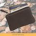 Leather Coin Purse Change Wallet Card Case Small Zip Bag For Men Women (Chocolate)