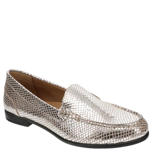 ARRAY Women's Katie Classic Slip-On Leather Loafer, 5 M (Medium), Silver-Snake at Amazon