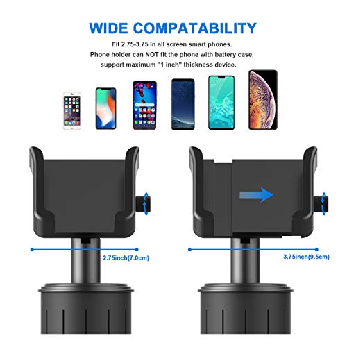 3rd Generation Cup Holder Phone Mount [Upgraded] Aluminum Alloy Adjustable Car Cup Holder Phone Mount for Cell Phone iPhone Xs/Xs Max/X/8/7 Plus/Galaxy and Most Smartphones - Thumbnail 2