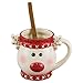 Rudolph Reindeer Festive Red and White 16 ounce Glossy Ceramic Christmas Mug