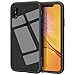 OCYCLONE iPhone Xs Max Case Clear, Slim Tempered Glass Back TPU Bumper Protective Case Cover for iPhone Xs Max-Black