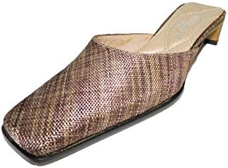 Pancaldi Womens Brun Brown Beige Tan Fabric Mule Slides 1.5" Heels Shoes Size 6 M, B