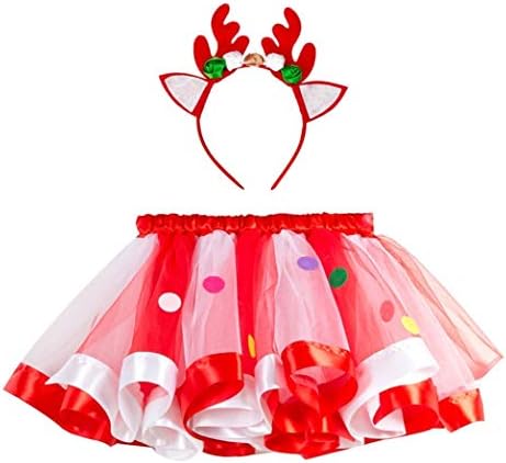 Fontee® Christmas Costumes Girls Clothes Tutu Skirts Dresses Ballet Skirt for Girls Kids with Elk Headwear