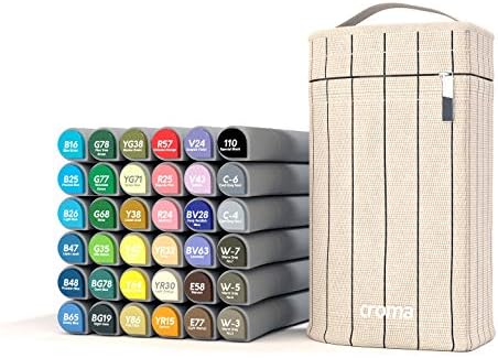 Croma Lite Brush Dual Tip Alcohol Based Sketch Markers,36 Skin/Gray/Basics Set, for Coloring Manga, Comic, Illustrations, Art, Industrial Design, Artists, with Cotton Canvas Bag