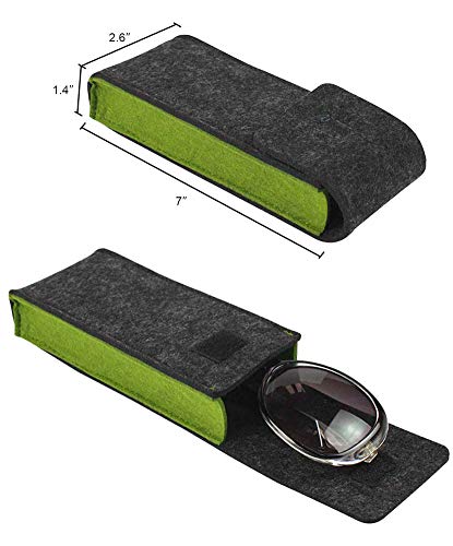 [5 PACK], JAVOedge Soft Felt 2 Tone Color Reading Eyeglasses Storage Case Top Flap Open, Bonus Microfiber Cloth - Thumbnail 6