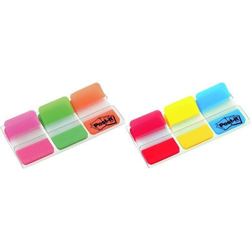 Post-It Index Strong Filing Tabs, Pink, Green, Orange (22 of each Colour) + Index Strong Filing Tabs Red/Yellow/Blue (22 of Each Colour)