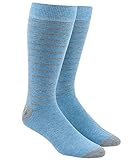 Woodland Stripe Light Blue and Khaki Men's Cotton Blend Dress Socks
