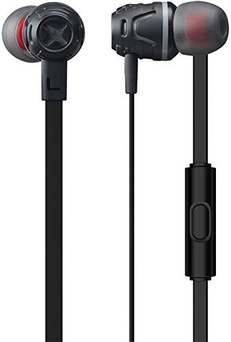 Phiaton Earbuds With Microphone and Volume Control - In Ear Headphones Noise Isolating Hi Def Stereo Extreme Bass, No Tangle Flat Cord - Black