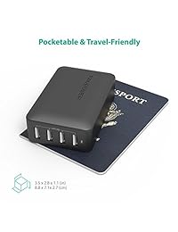 RAVPower 4-Port USB Charger 40W 8A Multi Charger Interior Negro cargador de dispositivo móvil