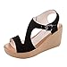 Amlaiworld Women’s Sandals Wedges Shoes Thick Bottom Belt Buckle Shoes Open Toe Sandals Summer Dress Sandals Shoes Blackthumb 1