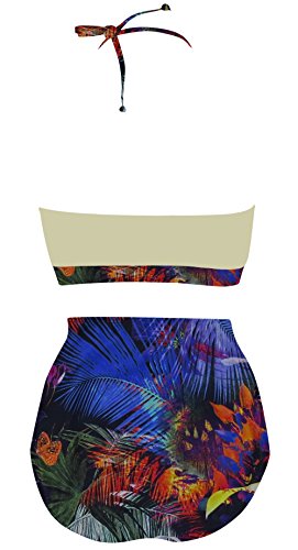 image for LA PLAGE Women's High Waist Floral Padded Bra Swimwear size XL US leaf
