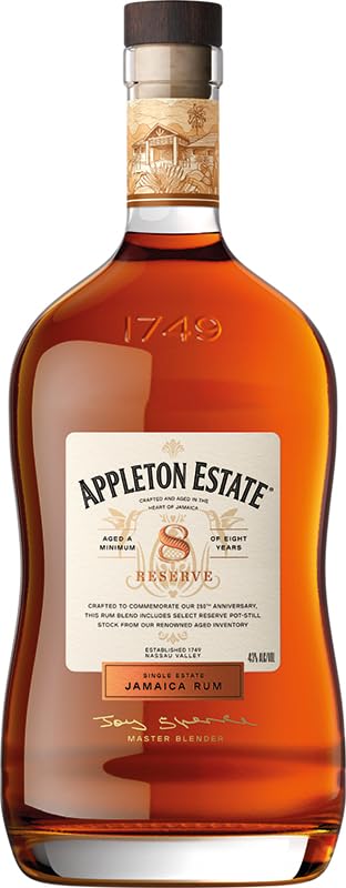 Appleton Estate 8 Year Old Reserve Finest Jamaica Rum 1L | 43% ABV | Rich and complex with notes of oak, fruit, and spice, perfect for sipping or mixing in premium cocktails