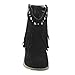 I Yokids Cece-65K Girl's Modern Studded Fringe Cowboy Chunky Ankle Bootie
