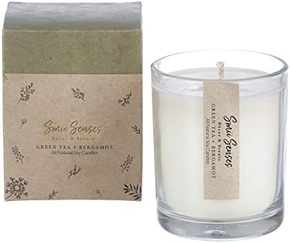 Smii Senses Scented Candle with Green Tea + Bergamot from Terra Collection ,All Natural Soy Wax, Limited Edition Gift Pack Weight 400 Gram Perfect for Gifting,Valentine's,Home Decor,New Year- Pack of 1