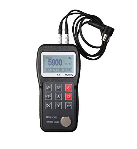 Handheld Digital Ultrasonic Thickness Gauge LCD Display Portable Ultrasonic Thickness Measuring Meter with General Bent Probe Range 0.8-300MM (steel)