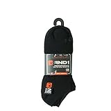 12-Pairs AND1 Men's No Show Performance Socks, Black (Lightweight)