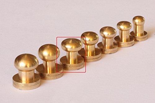 15 Sets, Copper Head, Button Stud Screw back Spots for Leather, base:9mm (11/32 inch), head:8mm (5/16 inch), height(without screw): 9mm (11/32 inch) - Thumbnail 2