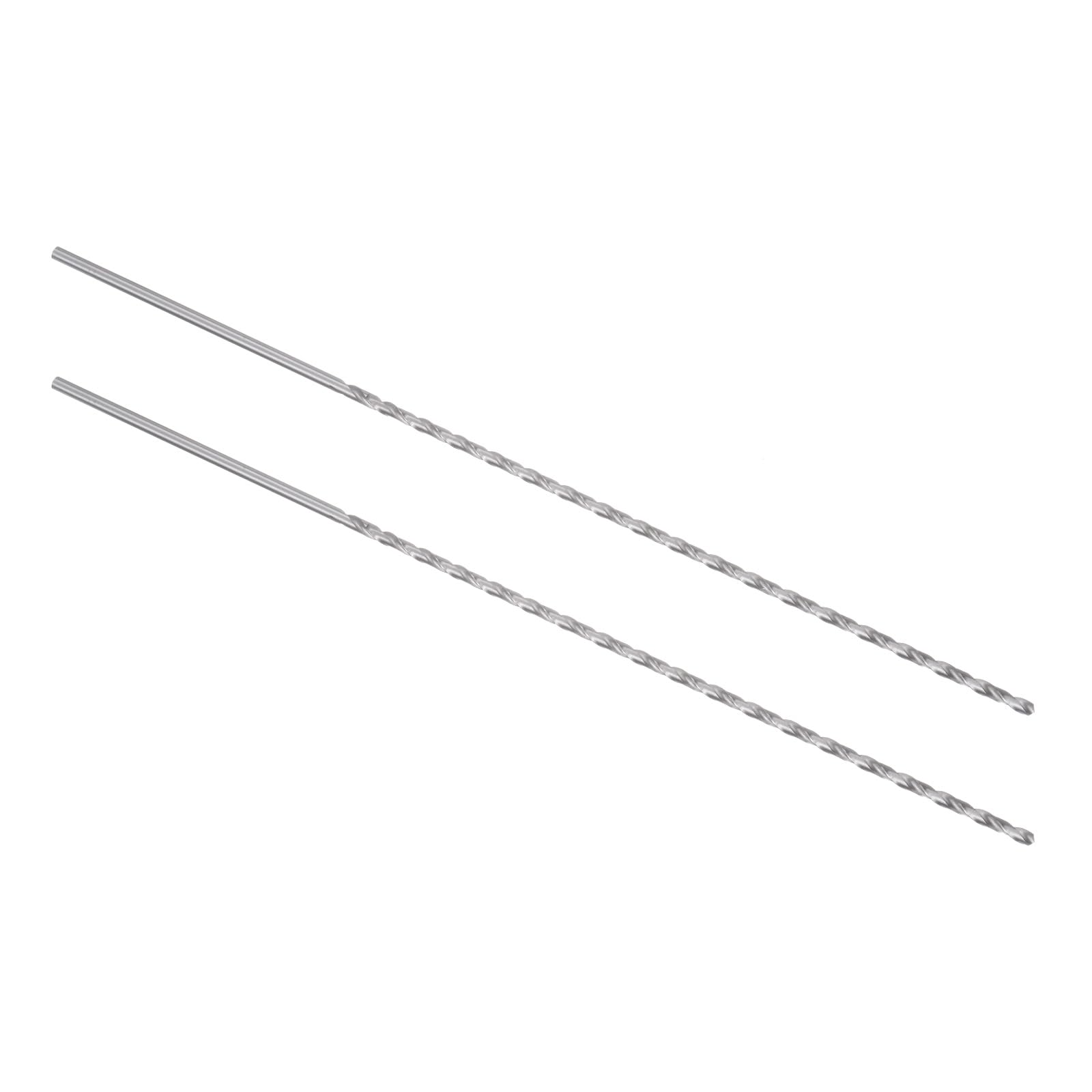 Kozelo 2PCS Twist Drill Bit - [4mm] High-Speed Steel Cobalt Round Shank Jobber Bit Set Silver Tone for Metal Wood Plastic Steel Use, 210mm / 8.27" Blade Length