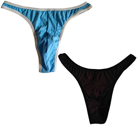 ZANDINA Men's Sexy Silk G-String Thin Belt Thongs Underwear Pack 2 Mixed-M