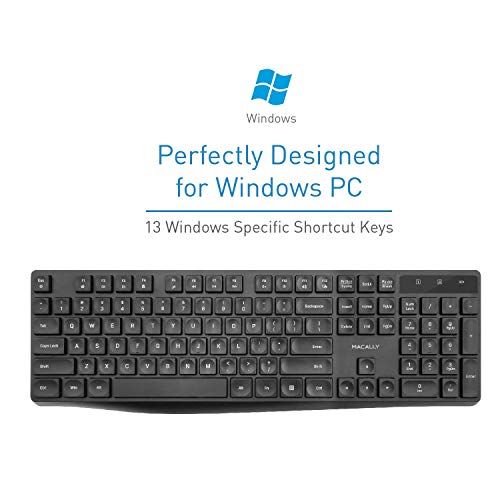 Macally 2.4G Wireless Keyboard - Full-Size Computer Keyboard with Numeric Keypad & 13 Shortcut Keys for Windows Desktop… - Image 3