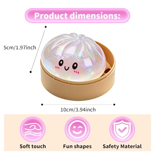 2026 New Glitter Dumpling Squishy Box, Stress Relief, Soft Squeeze Decompression Dough, Glitter Dumpling Squishy for Stress Relief