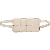 Waist Bags with Convertible Crossbody Shoulder Bag for Women, Fanny Pack Woven Cassette-Style Handbag Purse (Beige)