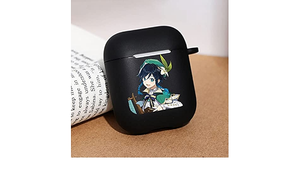 Genshin Impact Airpod Case Venti Airpods 1\u00262 Black Silicone Soft Cute Game  Cartoon Characters Suitable Protective Case Cover for Fans 011W 05 :  Electronics