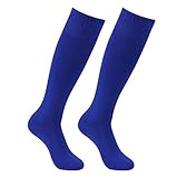 Feelingway Unisex Football Socks, Adult Youth Royal Blue Solid Comfort Moisture-Wicking Soccer Baseball Team Long Tube Socks 2 Pairs