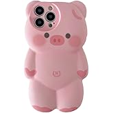 SGVAHY Case for iPhone 16 Pro Max Cute Kawaii 3D Cartoon Pig Soft Silicone Bumper Shockproof Cover Protective Case for Kids Girls