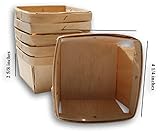 Pint Square Vented Wooden Berry Baskets - Set of 6